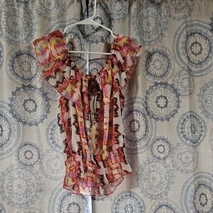 BONGO Colorful Ruffled Blouse